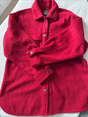 wild fable Red Plush Button-Front Shacket